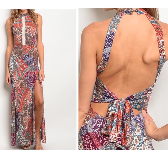 5⭐️FAV Bohemian Crochet Backless Maxi - Picture 2 of 5